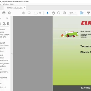 CLAAS MEGA 370 -350 Electric System & Technical Service Manual - PDF DOWNLOAD